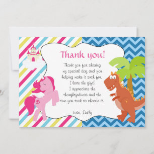 Correspondance Note de Carte de remerciements Dinosaur Unicorn