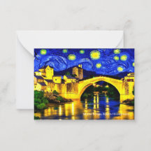 Pont Mostar, Bosnie sur une carte de l'Aïd Moubara