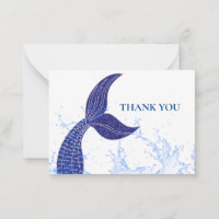 Queue Bleue Du Carte de remerciements De Sirène