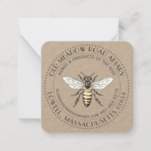 Correspondance Tag ou Carte de visite Kraft Vintage Bee Honey Jar