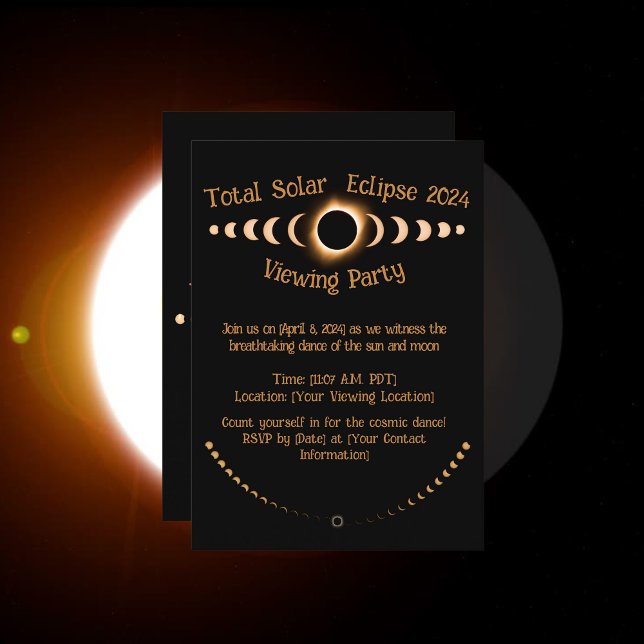 Correspondance Total Solaire Eclipse - Carte de note personnalisé (Total Eclipse Invitation: Witness the celestial ballet: the sun, the moon, and the cosmic dance)
