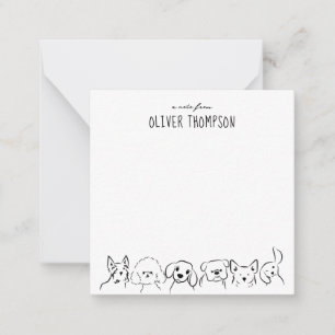 Correspondance Une note de carte de croquis d'animal de chien mig