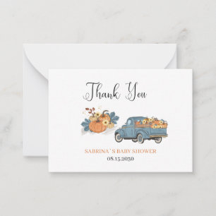 Correspondance Une petite carte de note baby shower citrouille