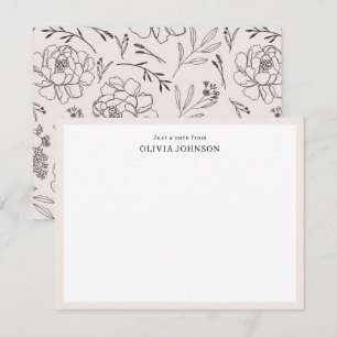 Correspondance Une simple note de la carte de notes de fleurs de