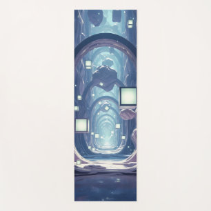 corridor extends through a glowing archway  yoga mat