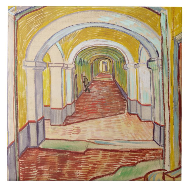 Corridor in the Asylum (by Vincent van Gogh) Tile (Front)