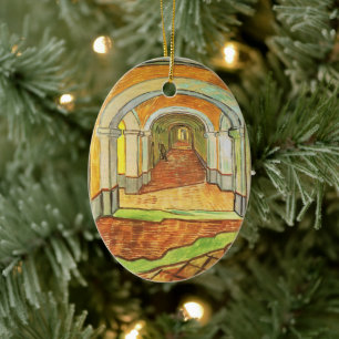 Corridor of Saint Paul Asylum by Vincent van Gogh Ceramic Ornament