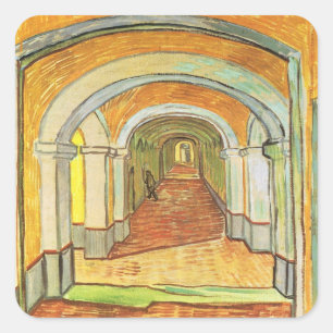 Corridor of Saint Paul Asylum by Vincent van Gogh Square Sticker