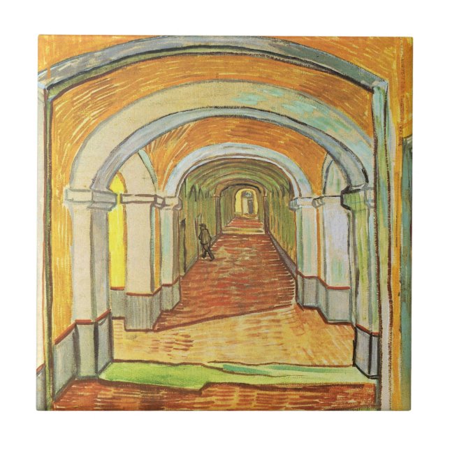 Corridor of Saint Paul Asylum by Vincent van Gogh Tile (Front)