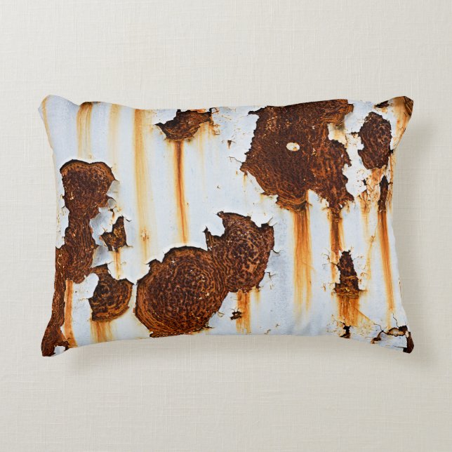 Corroded White Rust Streaks Accent Pillow (Front)