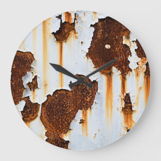 Corroded White Rust Streaks Large Clock