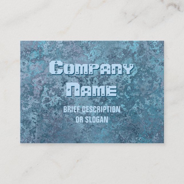 Corrosion blue print 'description' chubby business card (Front)