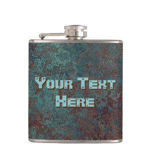 Corrosion "Copper" print Text flask vinyl wrapped
