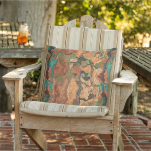 Corrosive Copper Abstract Outdoor Pillow