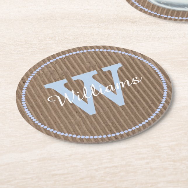 Corrugated Cardboard Look Custom Paper Coasters (Angled)