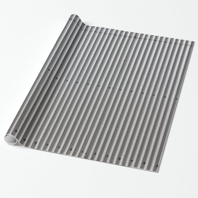 Corrugated Metal Background Wrapping Paper (Unrolled)