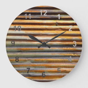 Corrugated Rust Large Clock
