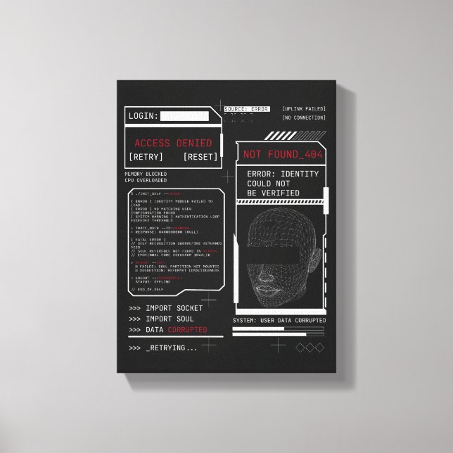 Corrupted - Techno-Brutalist Streetwear Design Canvas Print (Front)