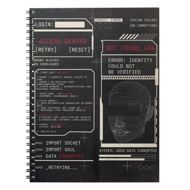 Corrupted - Techno-Brutalist Streetwear Design Notebook (Front)