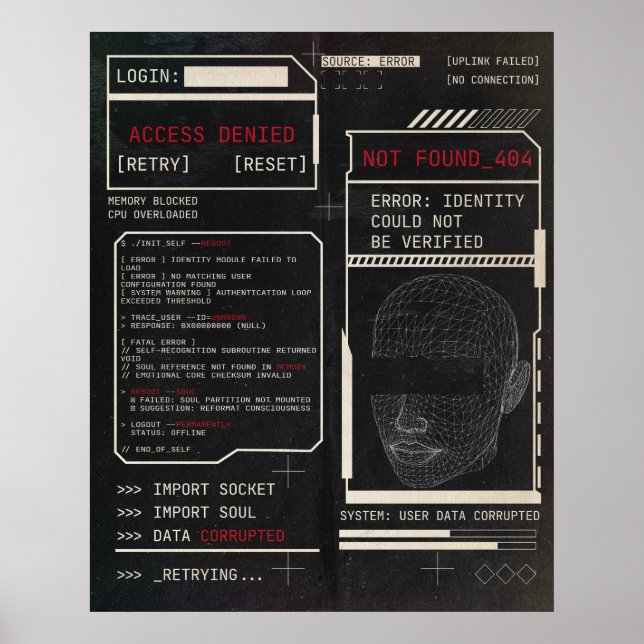 Corrupted - Techno-Brutalist Streetwear Design Poster (Front)