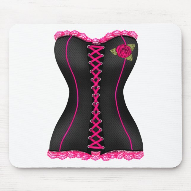 Corset Black Pink rose Mouse Pad (Front)