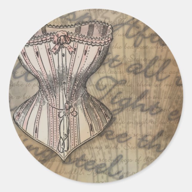 Corset Collage Classic Round Sticker (Front)