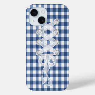 Corset Ribbon Lacing On Gingham iPhone 15 Case
