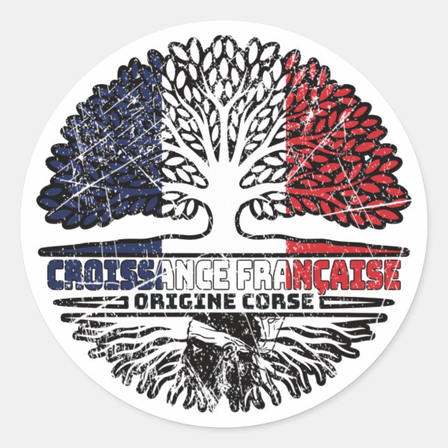 Corsica Corsican French France Tree Roots Flag Classic Round Sticker (Front)