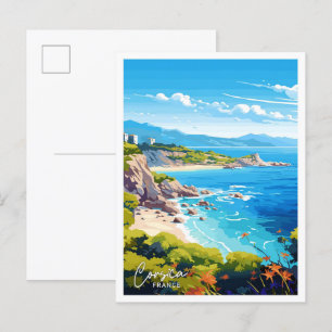 Corsica France travel Vintage illustration Postcard