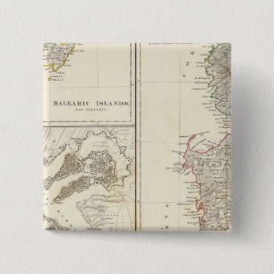 Corsica, Sardinia, Balearic Islands, Valletta 2 Inch Square Button