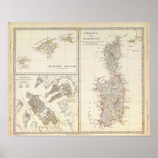Corsica, Sardinia, Balearic Islands, Valletta Poster (Front)