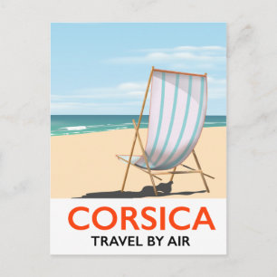 Corsica "travel by air" Vintage beach poster Postcard