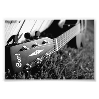 Cort Guitar Black and White Photo Print