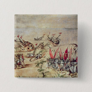 Cortes sinking his fleet off the coast of 2 inch square button