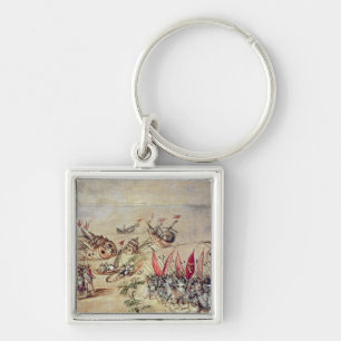 Cortes sinking his fleet off the coast of keychain
