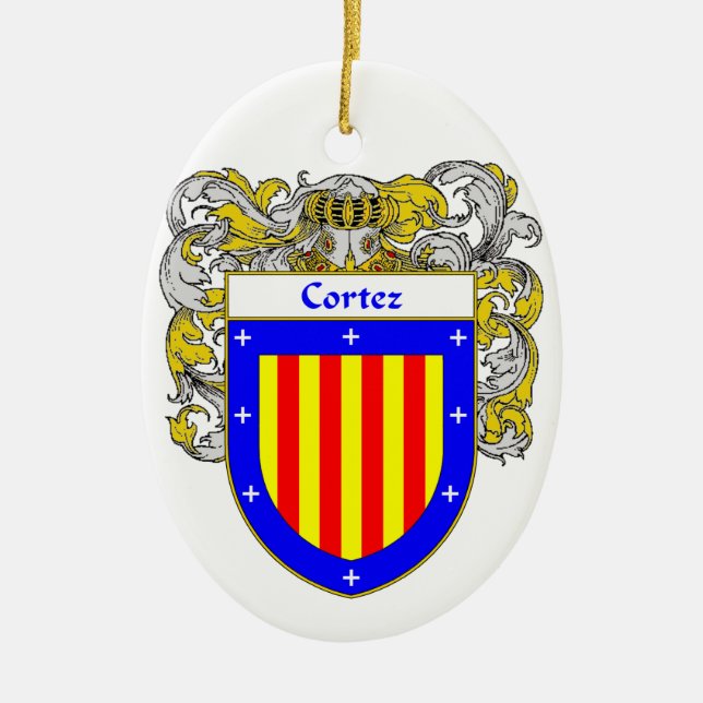 Cortez Coat of Arms/Family Crest Ceramic Ornament (Front)