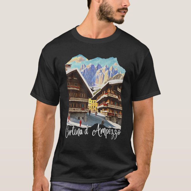 Cortina d'Ampezzo Dolomiti Painting Cortina d'Ampe T-Shirt (Front)