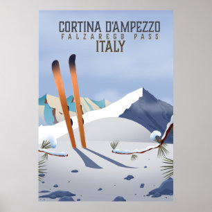 Cortina d'Ampezzo Italie poster ski Art Print