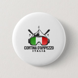 Cortina D'ampezzo Italy Retro Ski Resort Skiing 2 Inch Round Button