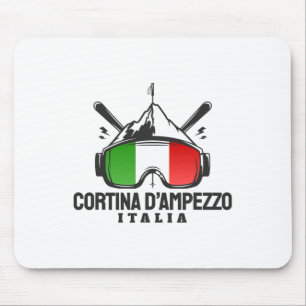 Cortina D'ampezzo Italy Retro Ski Resort Skiing Mouse Pad