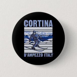 Cortina D'ampezzo Italy Ski 2 Inch Round Button
