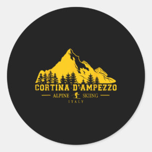 Cortina D'ampezzo Italy Ski Resort Alpine Skiing A Classic Round Sticker