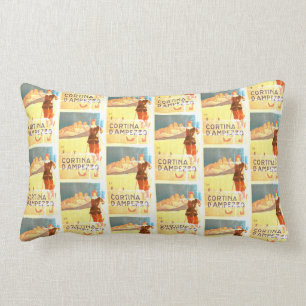 Cortina D'Ampezzo Italy Ski Vintage Print Cushion