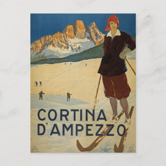 Cortina D'Ampezzo Italy vintage ski postcard
