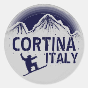 Cortina Italy blue grey snowboard art stickers