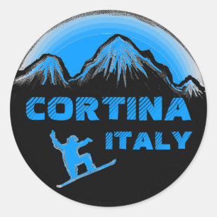 Cortina Italy blue snowboard art stickers