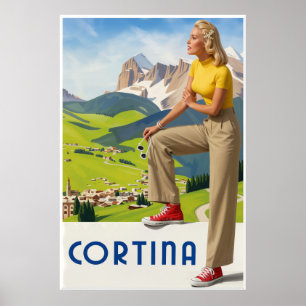 Cortina, Italy travel poster