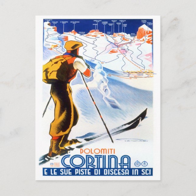 Cortina Italy vintage travel Postcard (Front)
