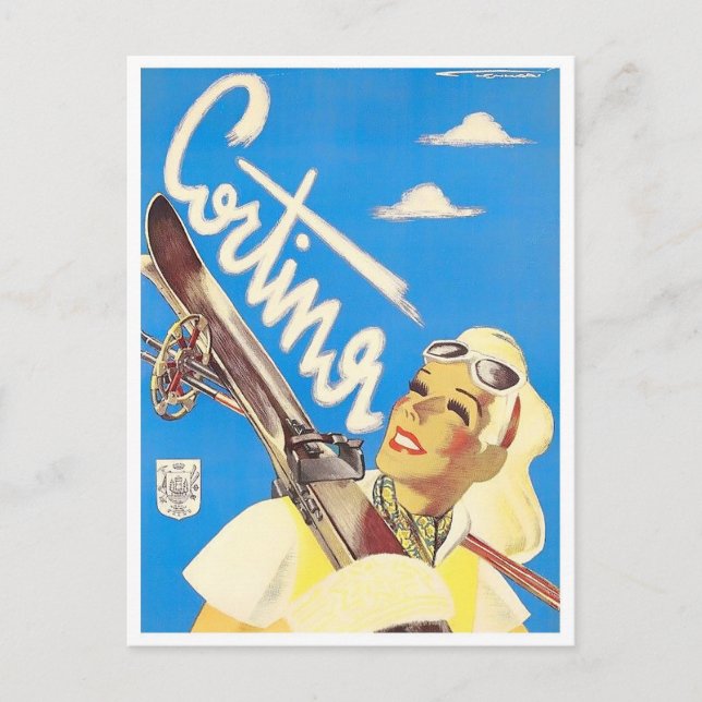 Cortina Italy vintage travel Postcard (Front)