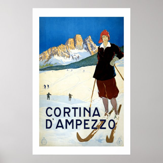 Cortina Italy Vintage Travel Poster (Front)